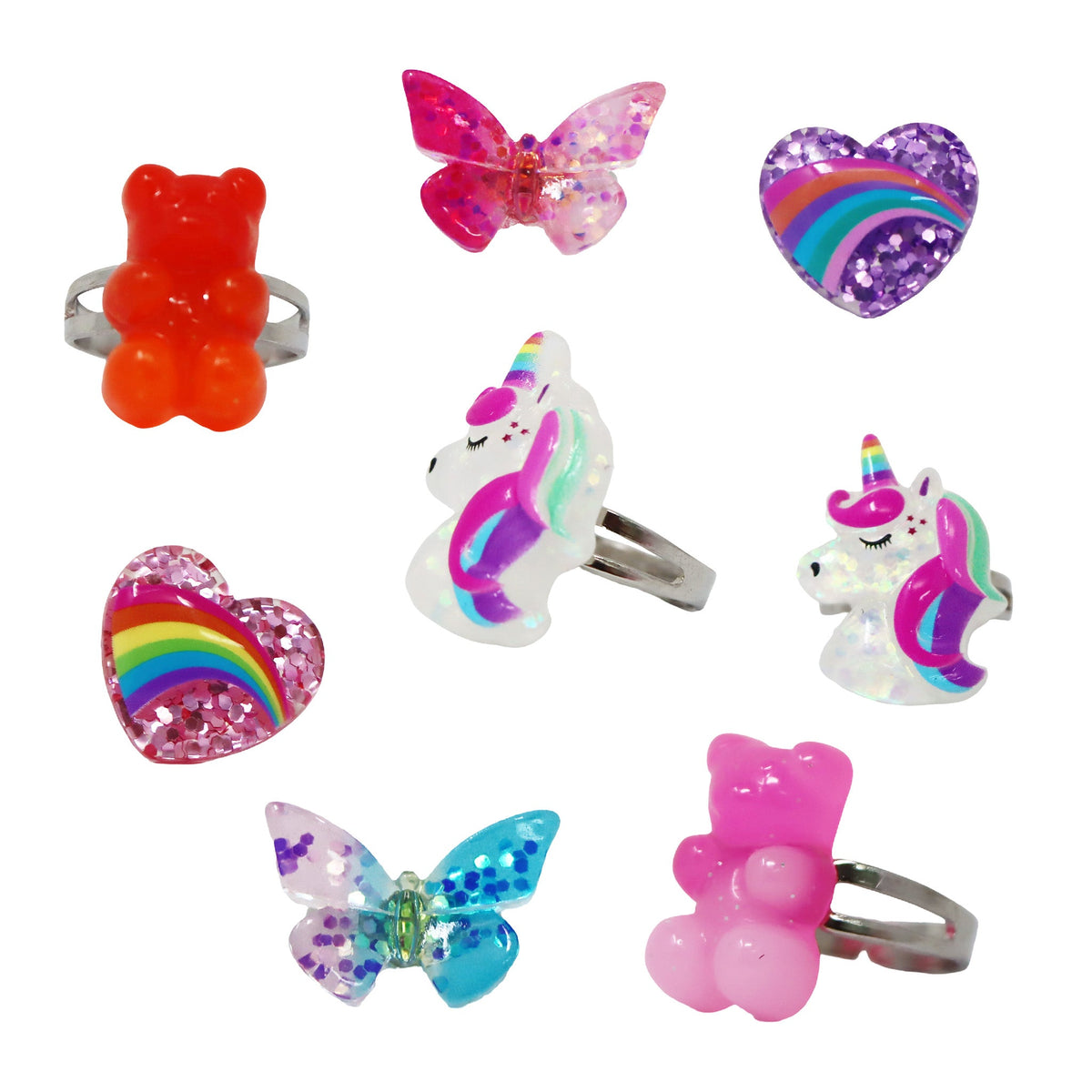 Pink Poppy Sparkly Girls Rings