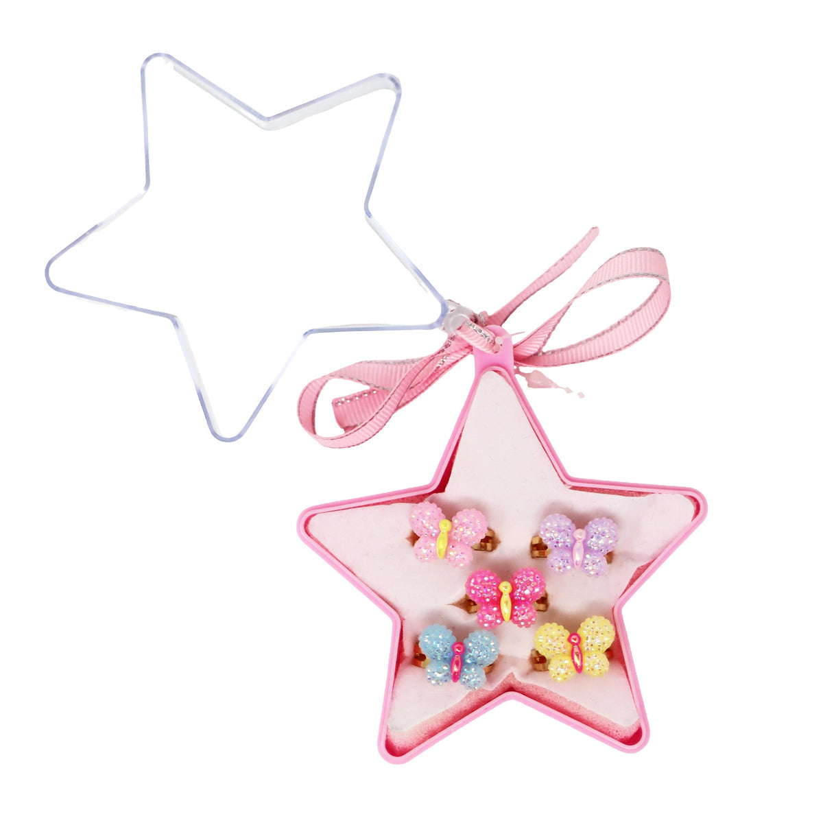 Pink Poppy sparkle butterfly rings