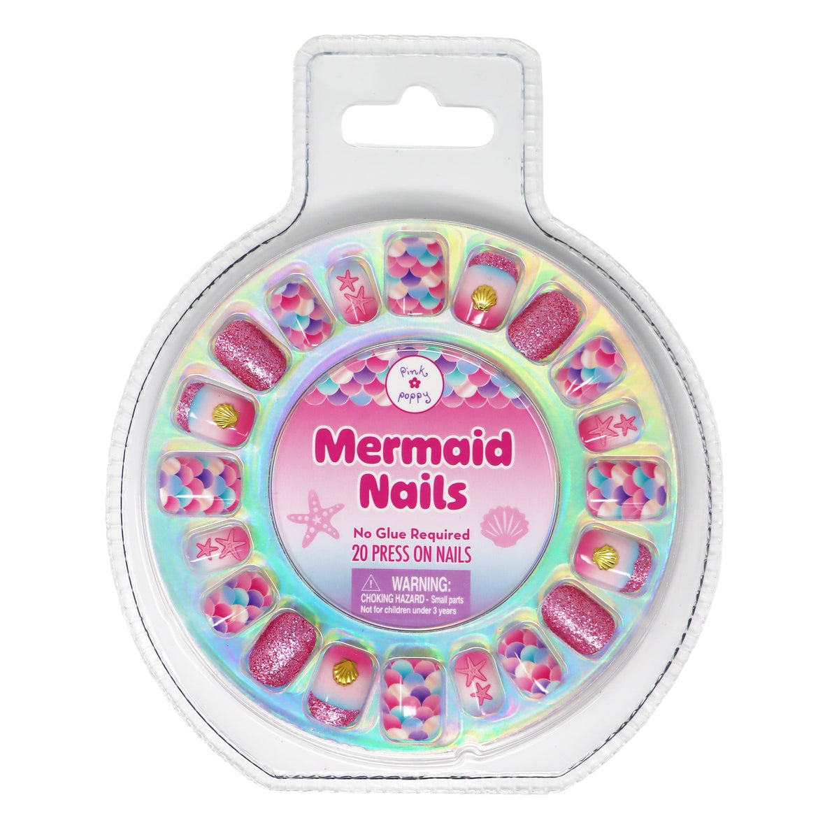 Pink Poppy 3D Mermaid Sparkle Press On Nails