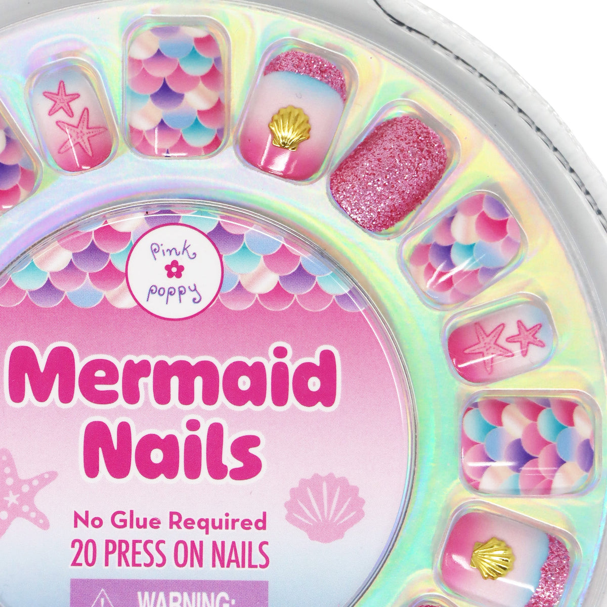Pink Poppy 3D Mermaid Sparkle Press On Nails