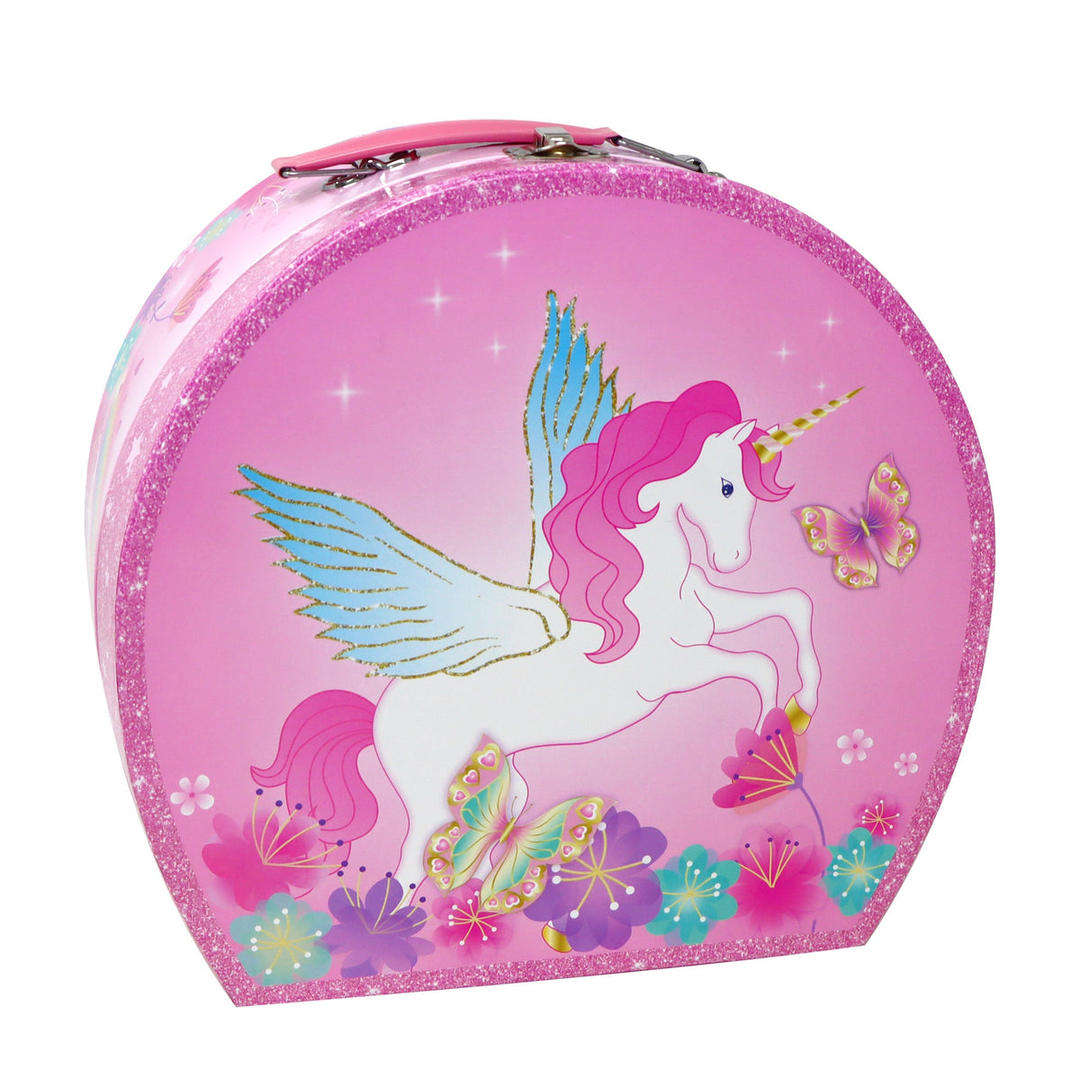 Pink Poppy Unicorn Rainbow 15 pc Tin Tea Set in Carry Case