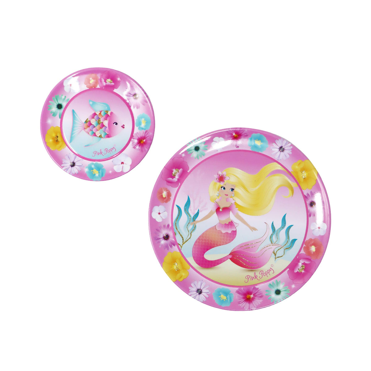 Pink Poppy Mermaid 15pc Tin Tea Set in Basket
