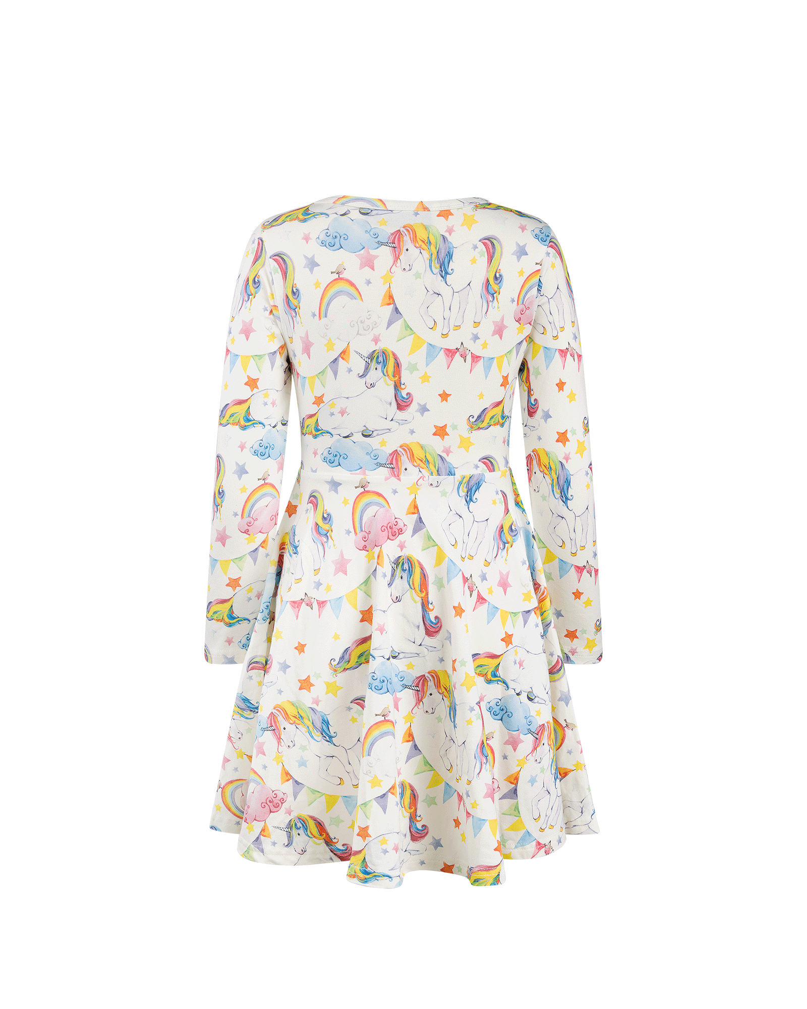 Rock Your Baby unicorn flags long sleeve waisted dress