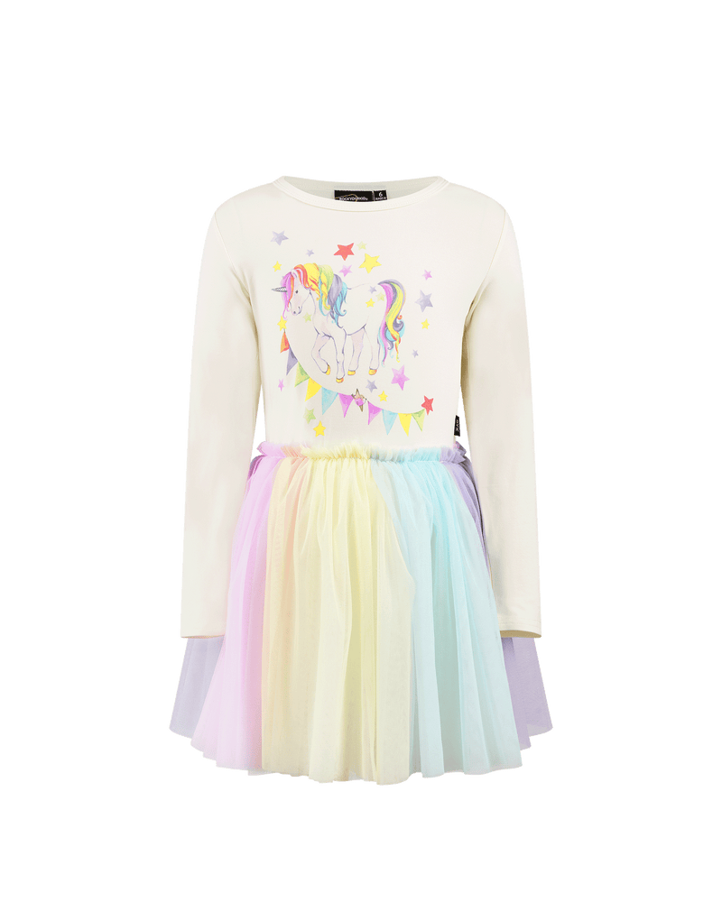 Rock Your Baby unicorn flags long sleeve circus dress