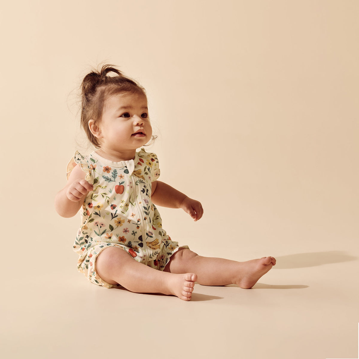 Wilson & Frenchy Summer Garden Organic Ruffle Zipsuit