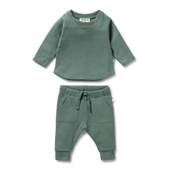 Wilson & Frenchy Organic Cotton Waffle Set in Pine Green