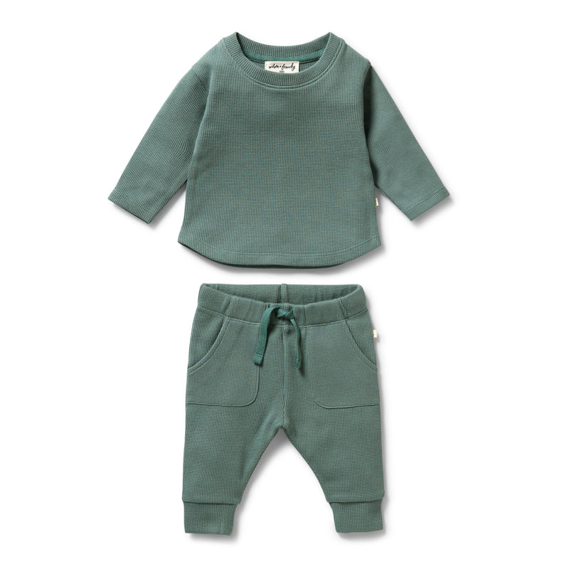 Wilson & Frenchy Organic Cotton Waffle Set in Pine Green