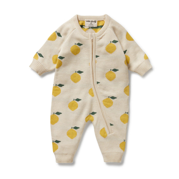 Wilson & Frenchy Lemony Organic Knitted Jacquard Growsuit