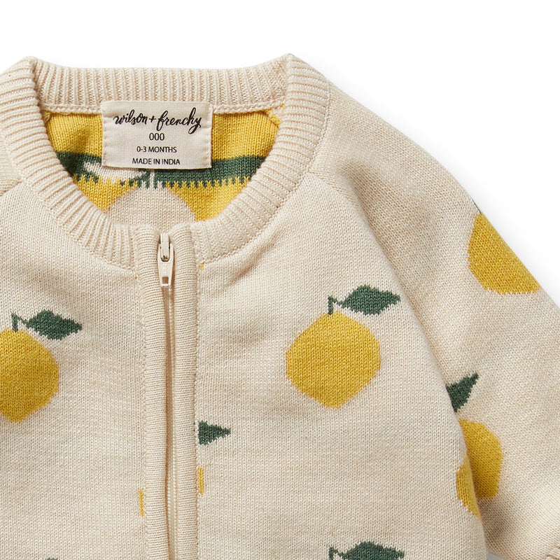 Wilson & Frenchy Lemony Organic Knitted Jacquard Growsuit