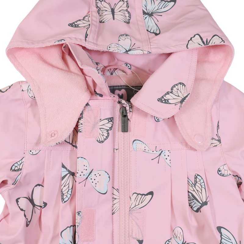 Korango butterfly colour change terry towelling raincoat fairytale pink