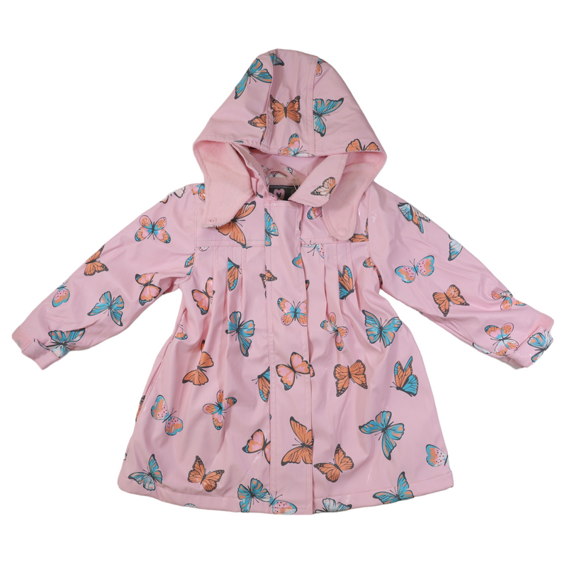 Korango butterfly colour change terry towelling raincoat fairytale pink