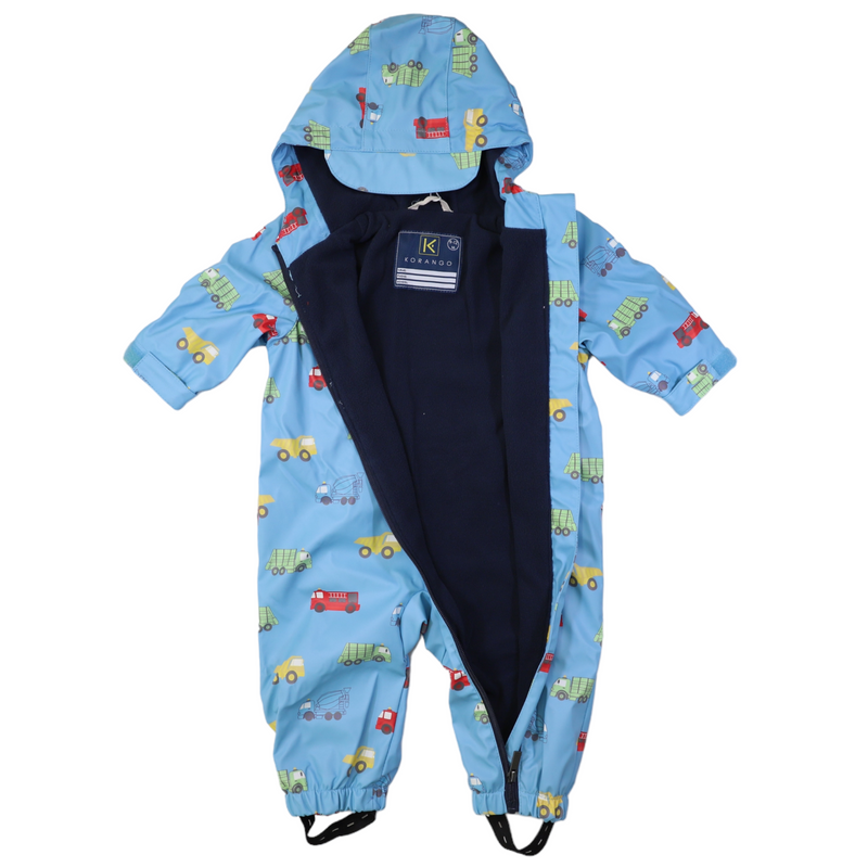 Korango trucks polar fleece lined zip rainsuit in blue