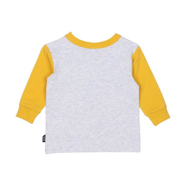 Rock Your Baby electric lion Baby LS Tee in grey marle/mustard
