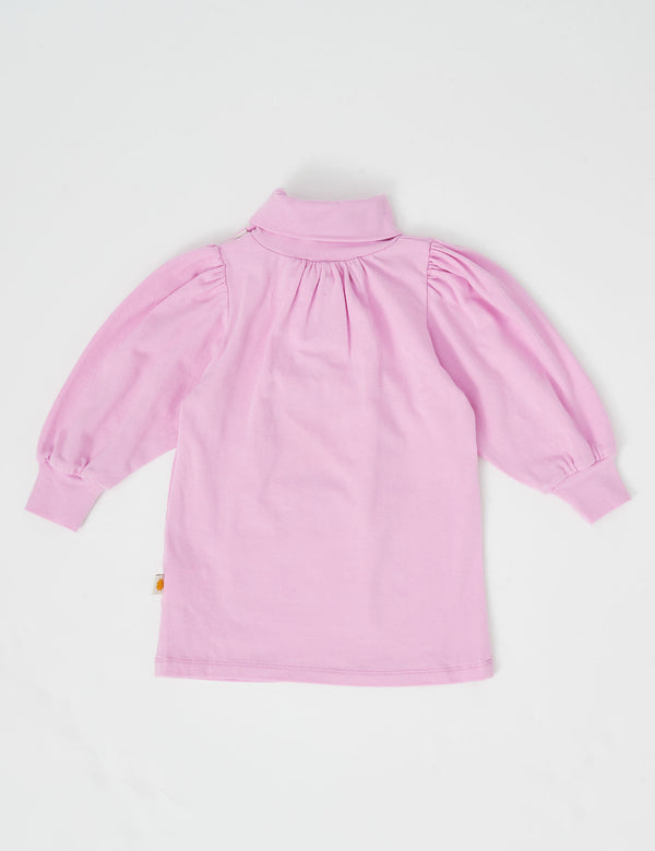Goldie & Ace Sofia Embroidered Puff Sleeve Skivvy Fairy Floss in Pink