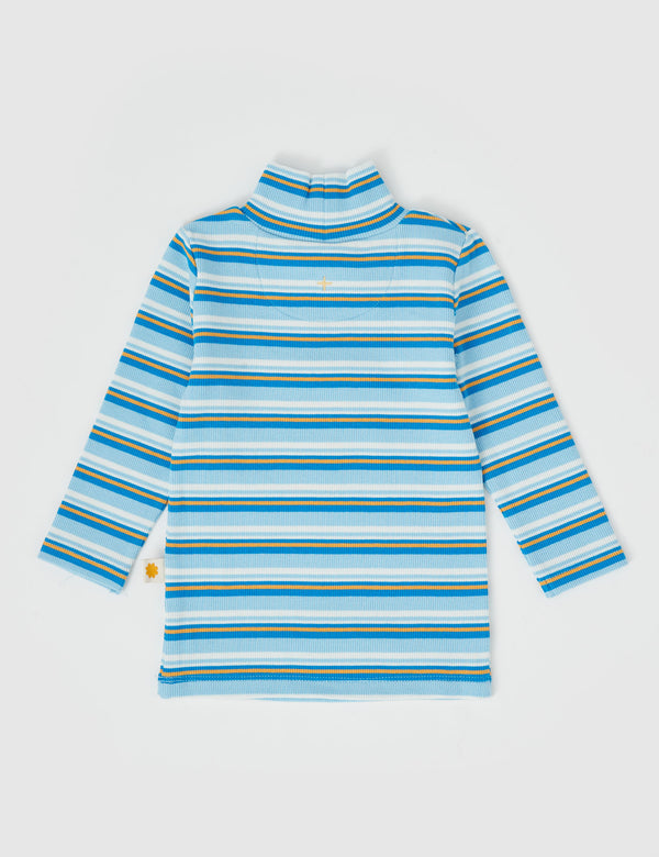 Goldie & Ace Sky Stripe Embroidered Rib Skivvy Sky Gold in Blue