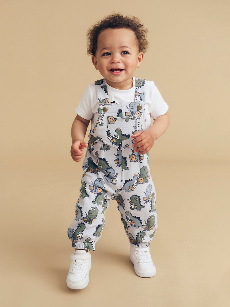 Huxbaby Dino Band Overall Slate in Blue
