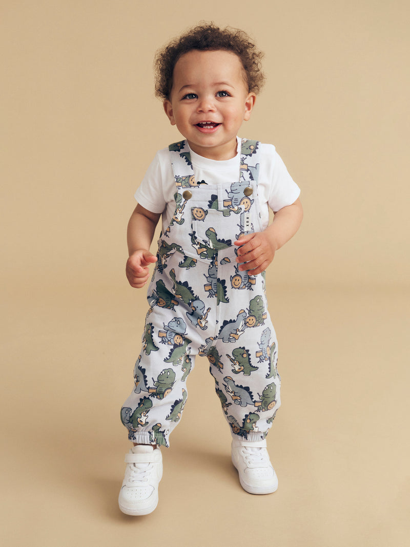 Huxbaby Dino Band Overall Slate in Blue