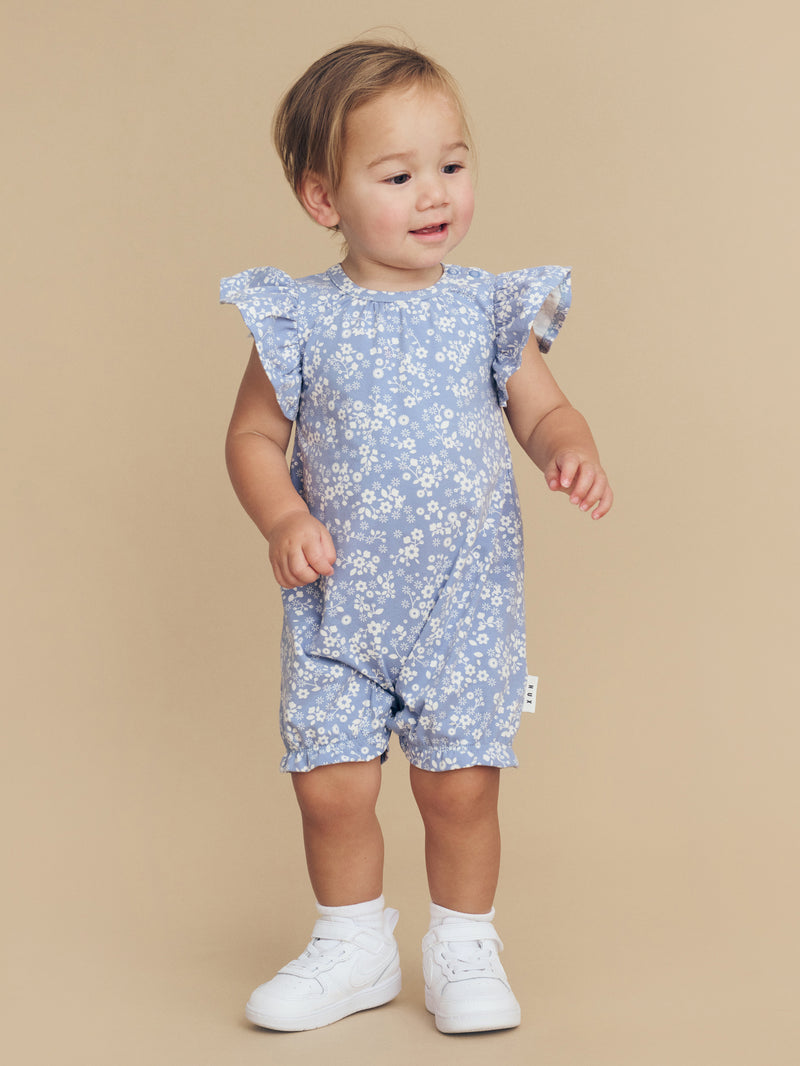 Huxbaby Floral Lake Bubble Onesie Lake in Blue