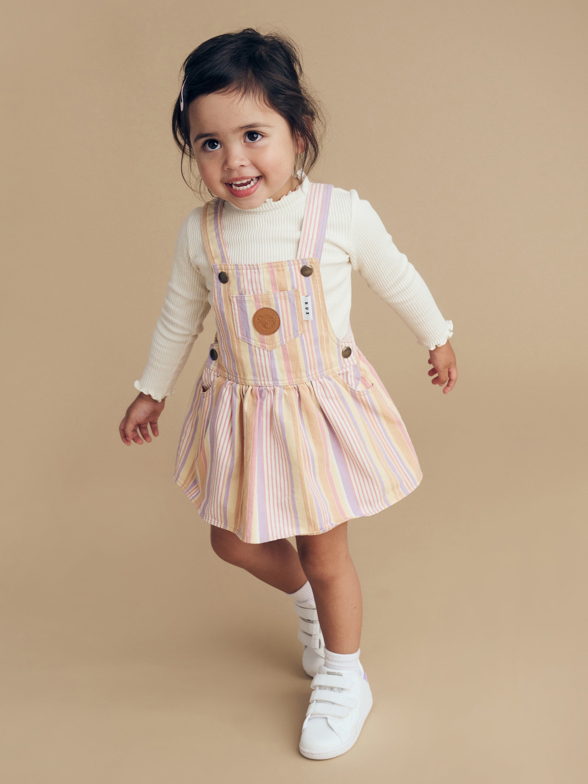 Huxbaby Vintage Stripe Overall Dress in Multi