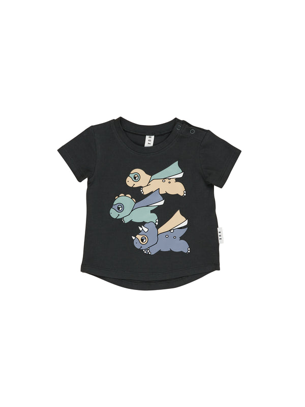 Huxbaby Dinos to the Rescue T-Shirt in Soft Black