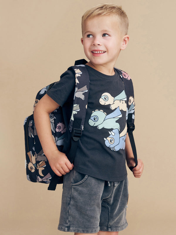 Huxbaby Dinos to the Rescue T-Shirt in Soft Black