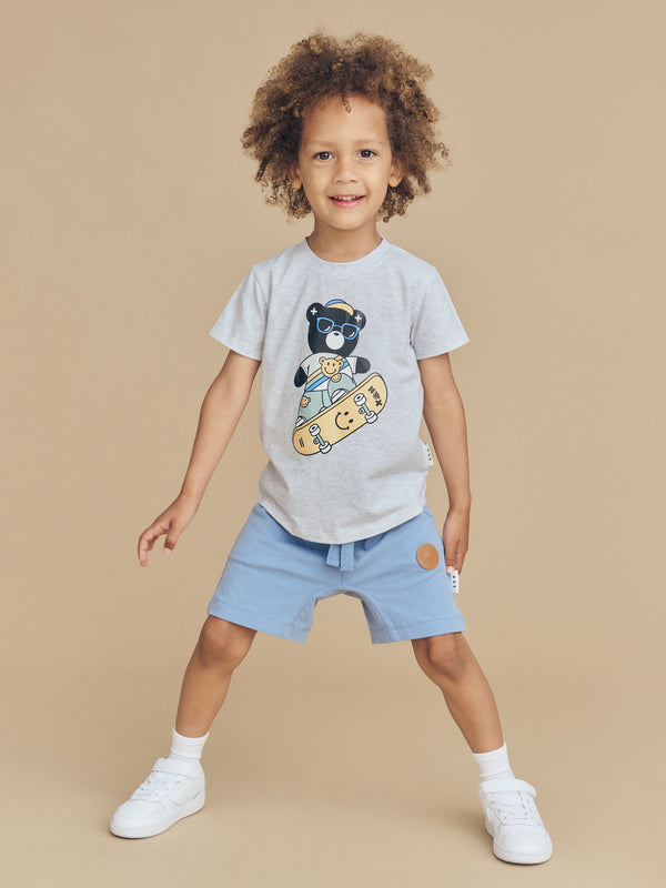 Huxbaby Skatin’ Hux T-Shirt Light Grey Marle in Grey