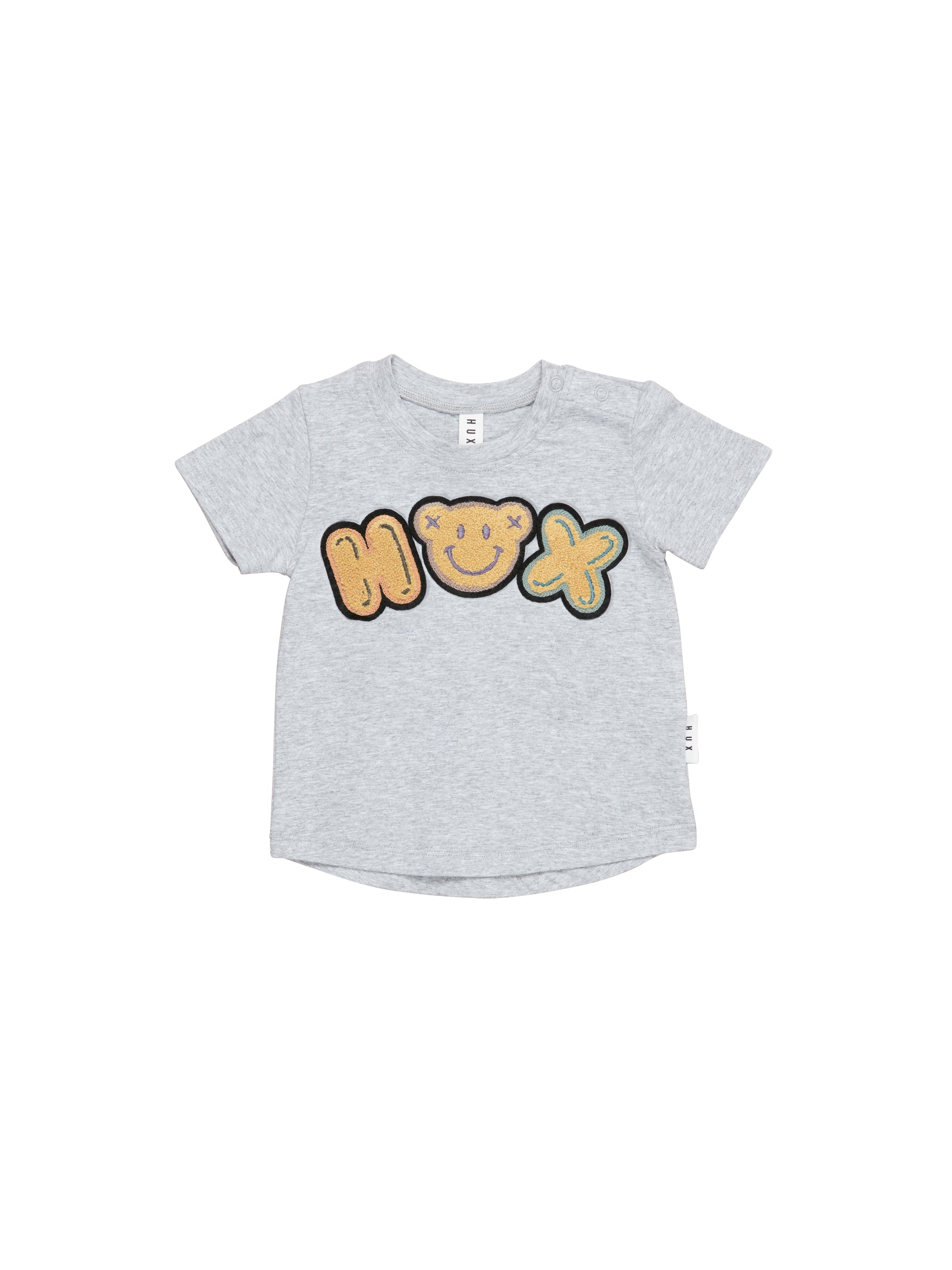 Huxbaby Hux Badge T-Shirt Light Grey Marle in Grey