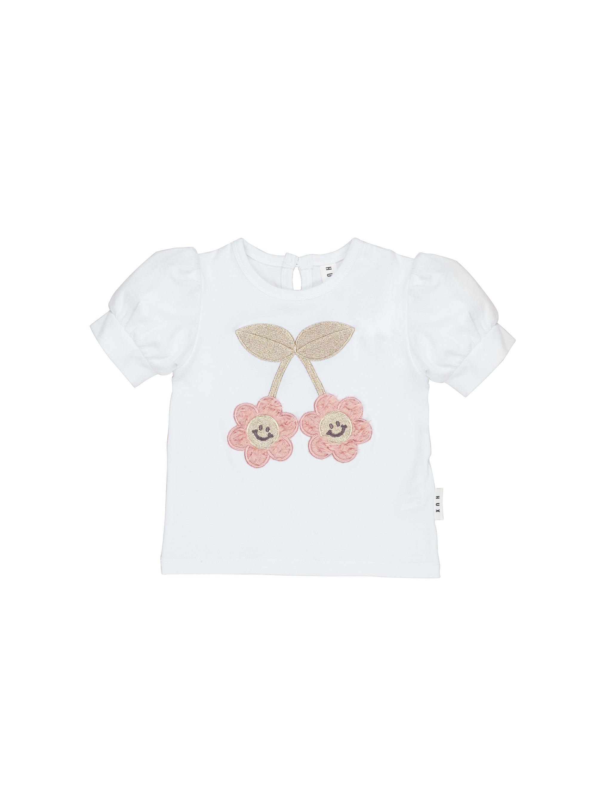 Huxbaby Smile Flower Puff T-Shirt in White