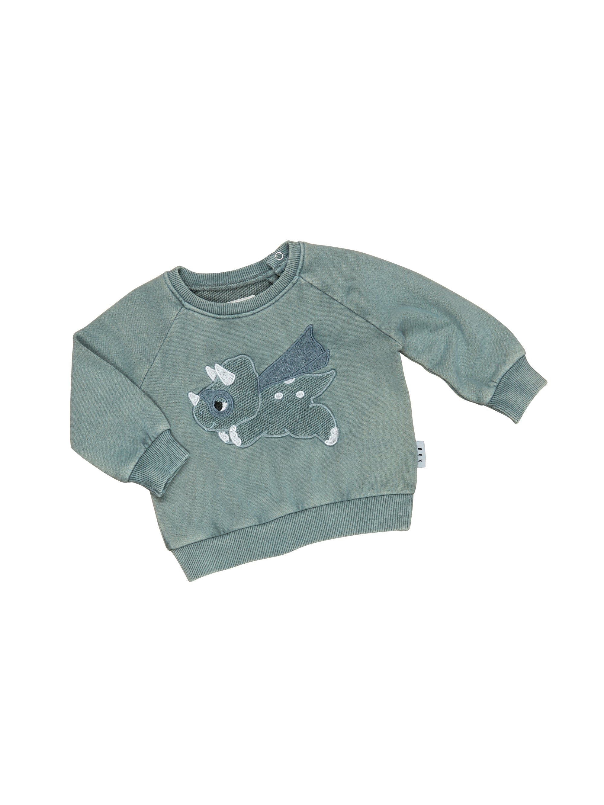 Huxbaby Super Dino Sweatshirt Vintage Slate in Blue