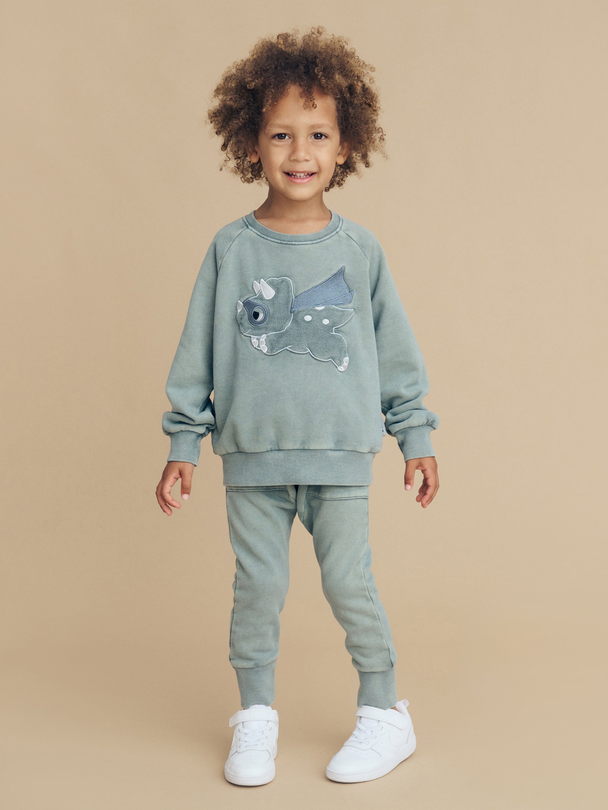 Huxbaby Super Dino Sweatshirt Vintage Slate in Blue