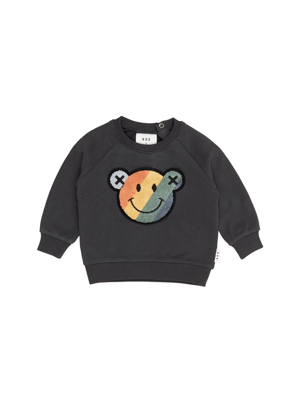 Huxbaby Smiley Rainbow sweatshirt in soft black