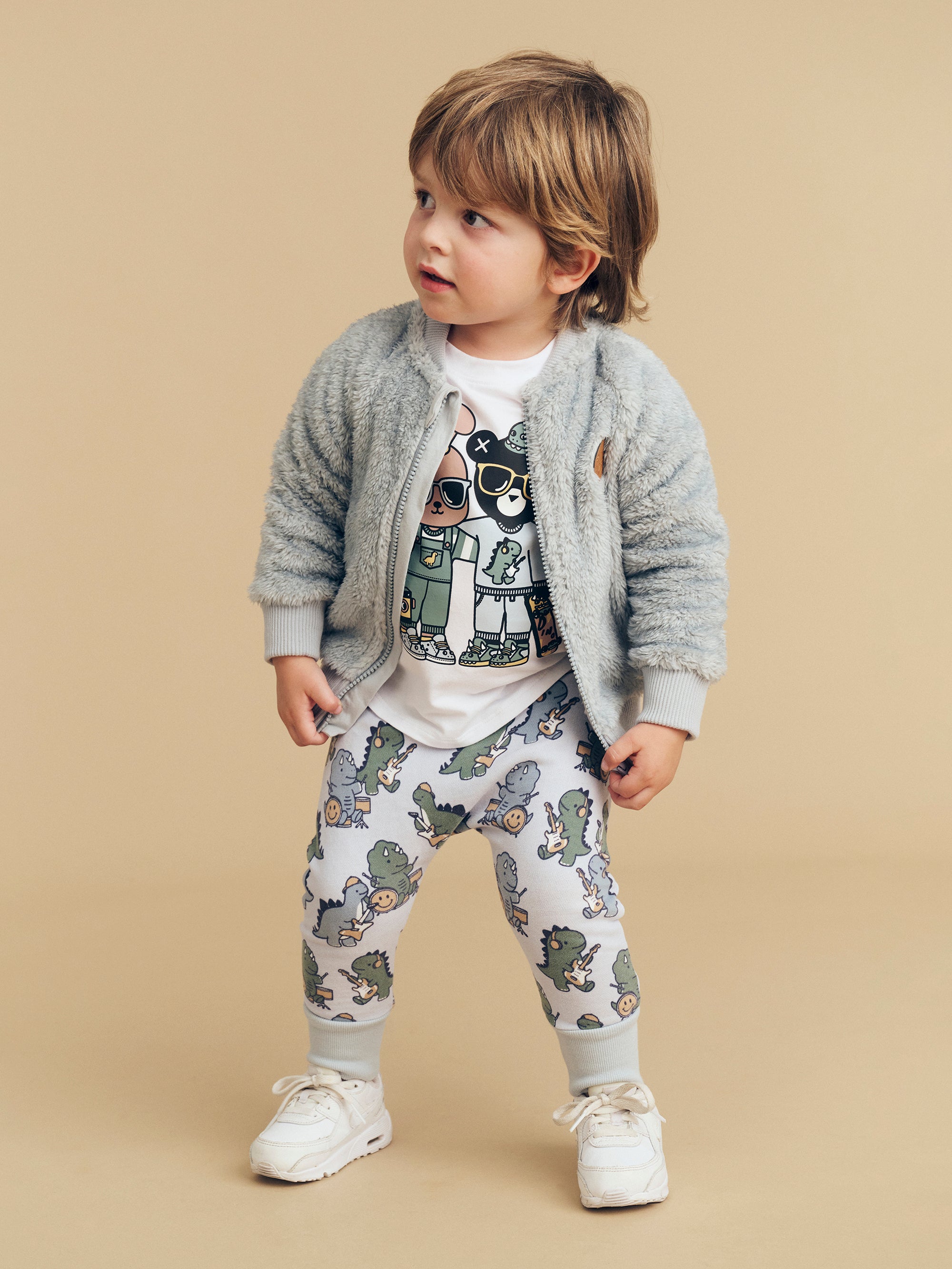 Huxbaby Dino Star Fur Jacket Dusty Blue