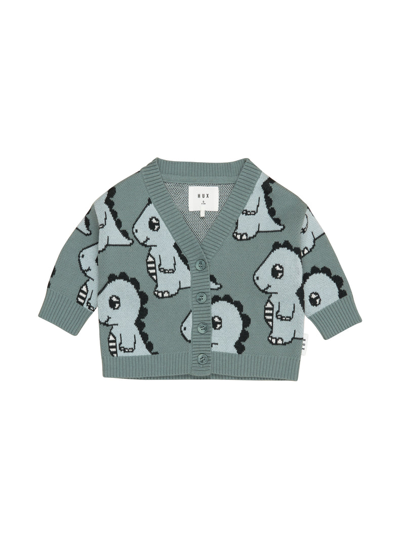 Huxbaby Dino Boxy Cardi Old Slate in Blue - Main Image