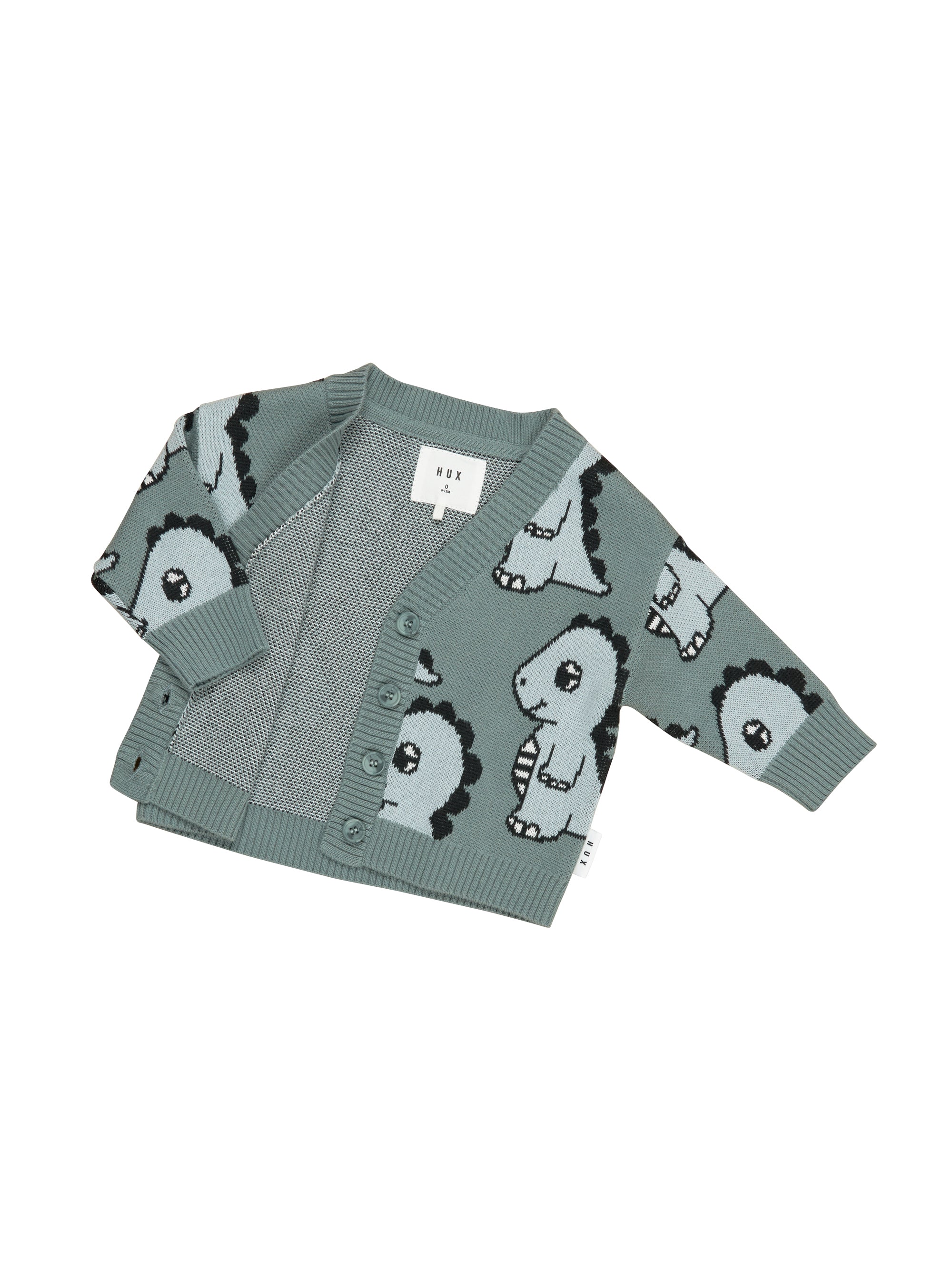Huxbaby Dino Boxy Cardi Old Slate in Blue