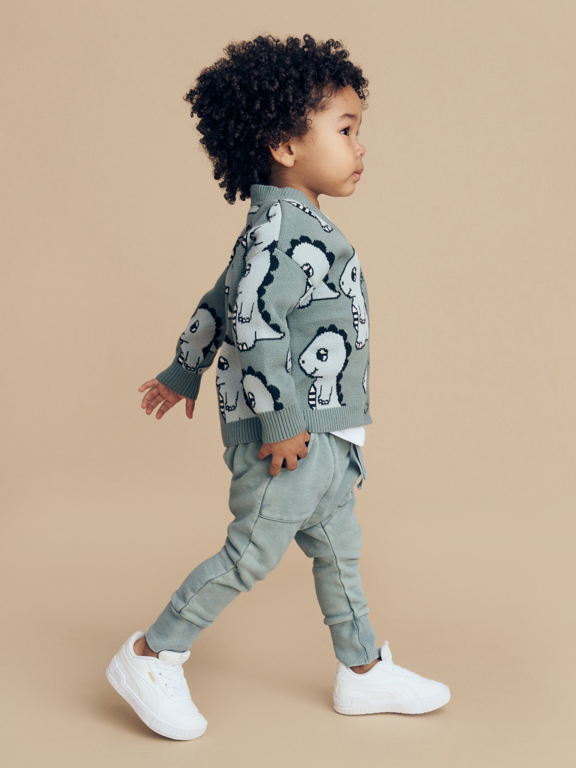 Huxbaby Dino Boxy Cardi Old Slate in Blue