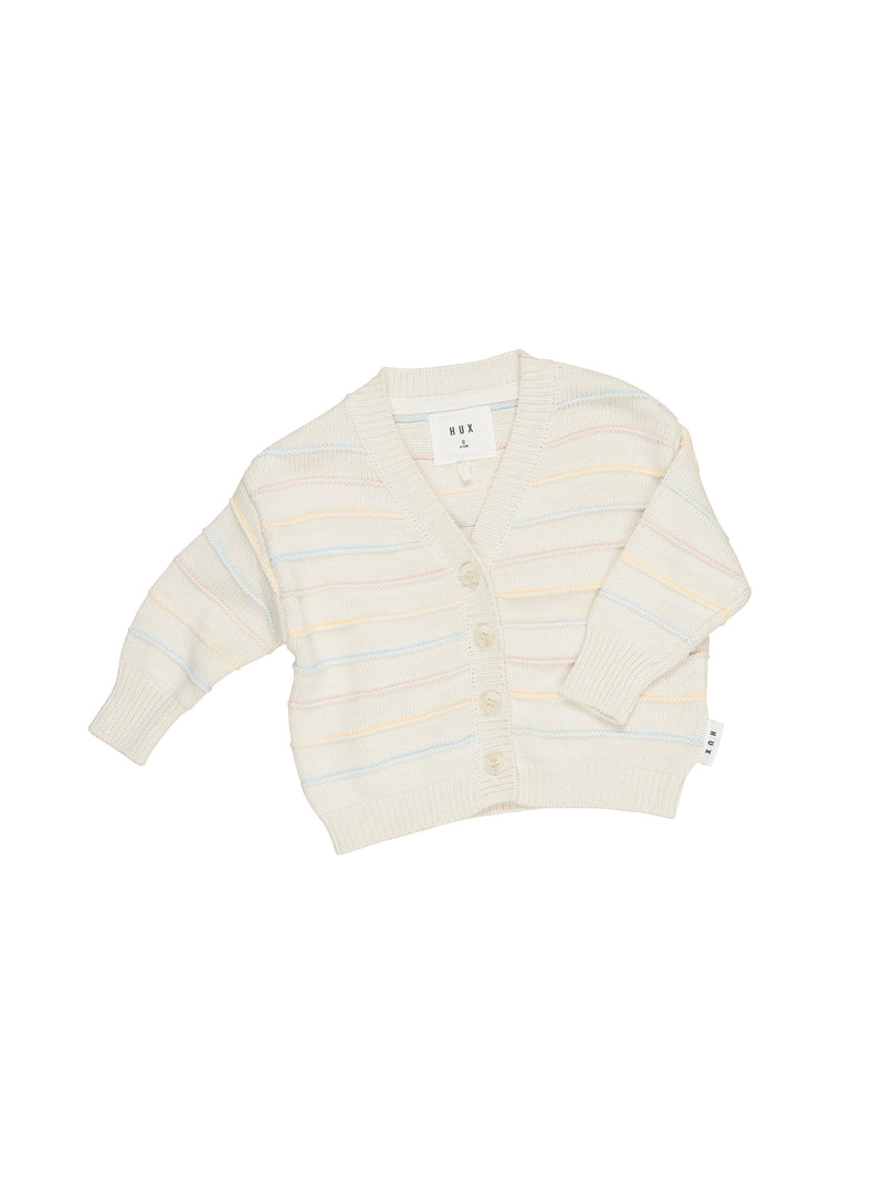 Huxbaby Pastel Stripe Boxy Cardi in Multi