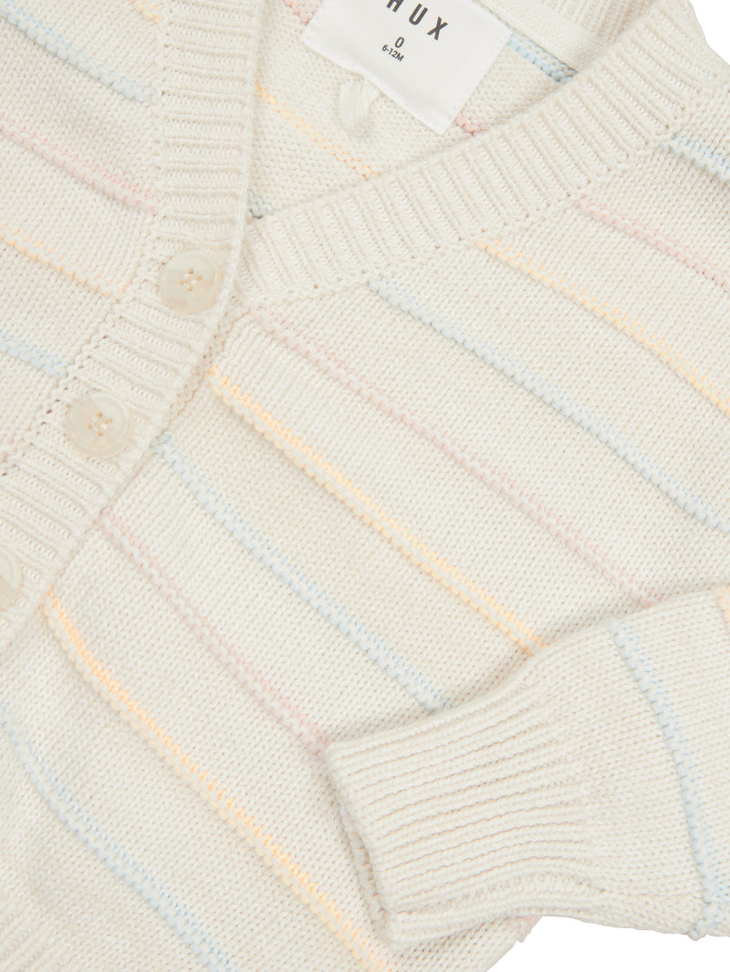 Huxbaby Pastel Stripe Boxy Cardi in Multi