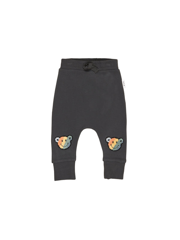 Huxbaby Smiley Rainbow Drop Crotch Pant in Soft Black