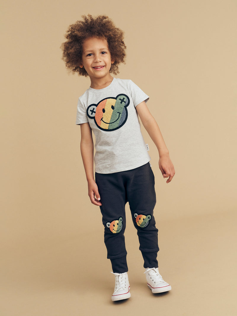 Huxbaby Smiley Rainbow Drop Crotch Pant in Soft Black