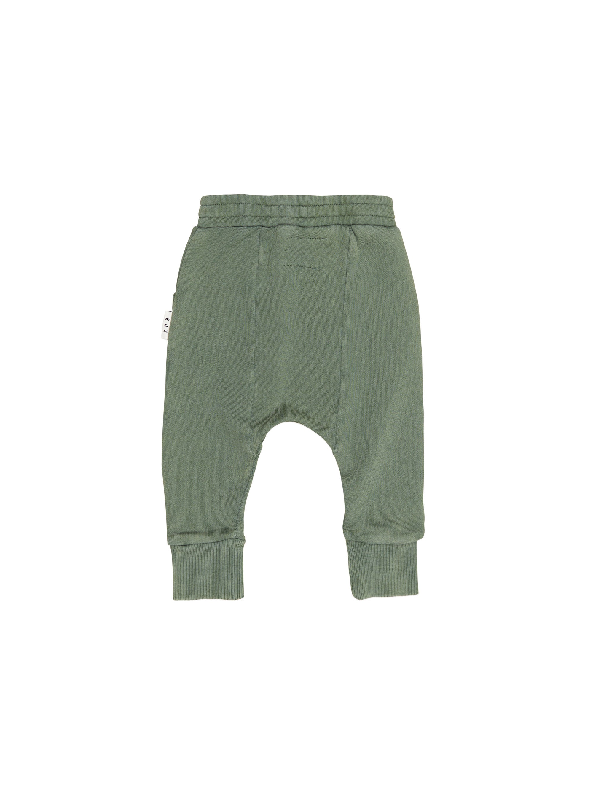 Huxbaby Vintage Green Drop Crotch Pant in Washed Green