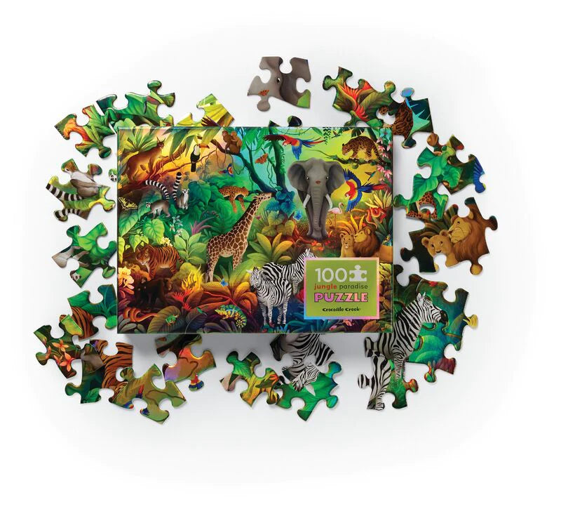 Crocodile Creek Holographic Puzzle 100pc - Jungle Paradise