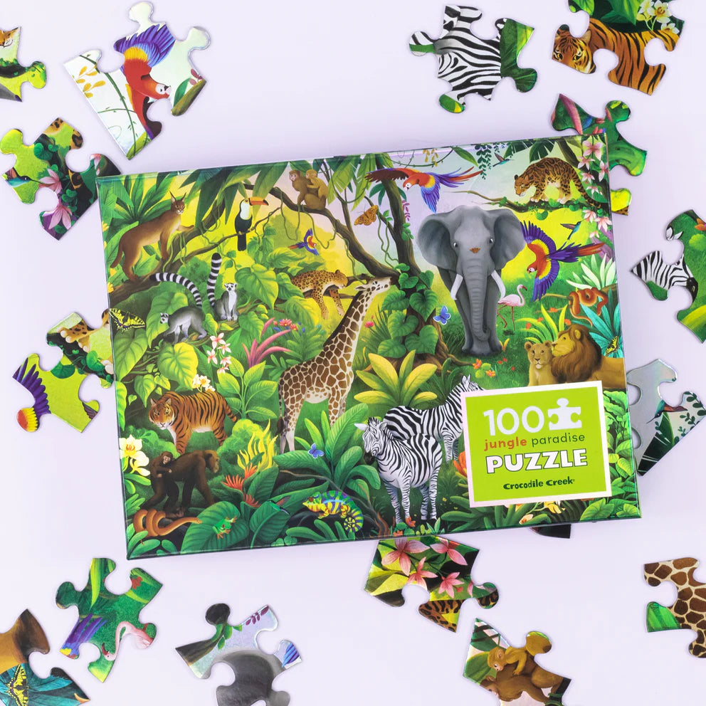 Crocodile Creek Holographic Puzzle 100pc - Jungle Paradise