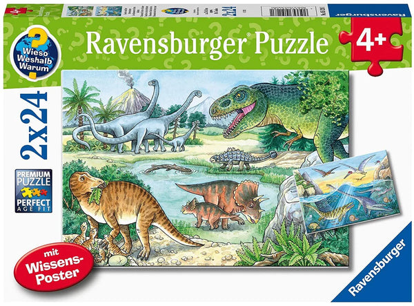 Ravensburger 2x24pc Puzzle - Dinosaurs of Land and Sea