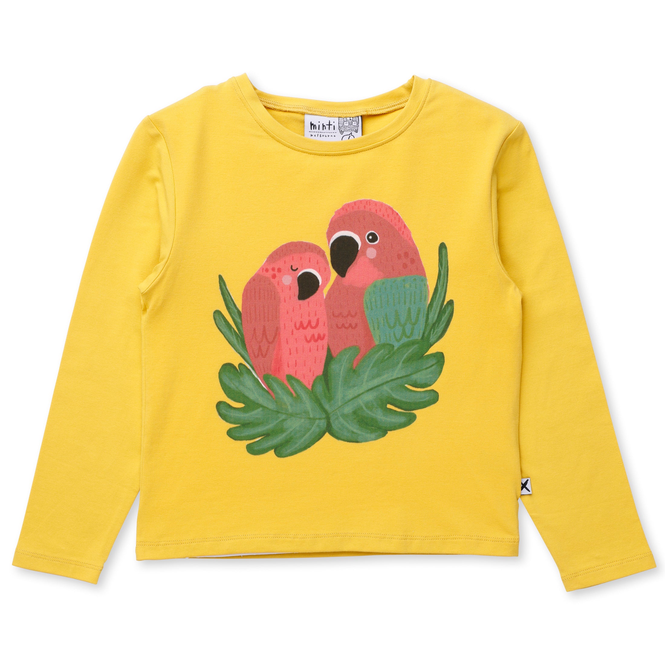 Minti Parrot Pair Long Sleeve Tee Mustard in Yellow