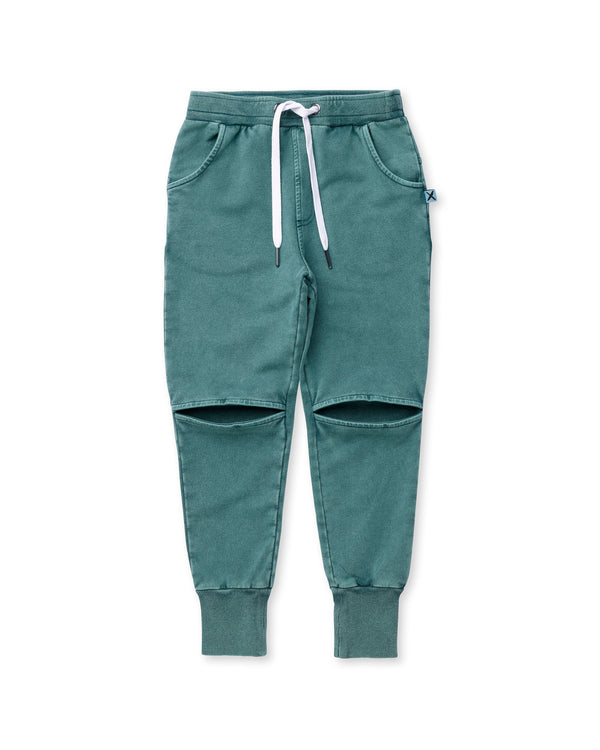 Minti Blasted Hidden Knee Trackies Forest Wash in Green