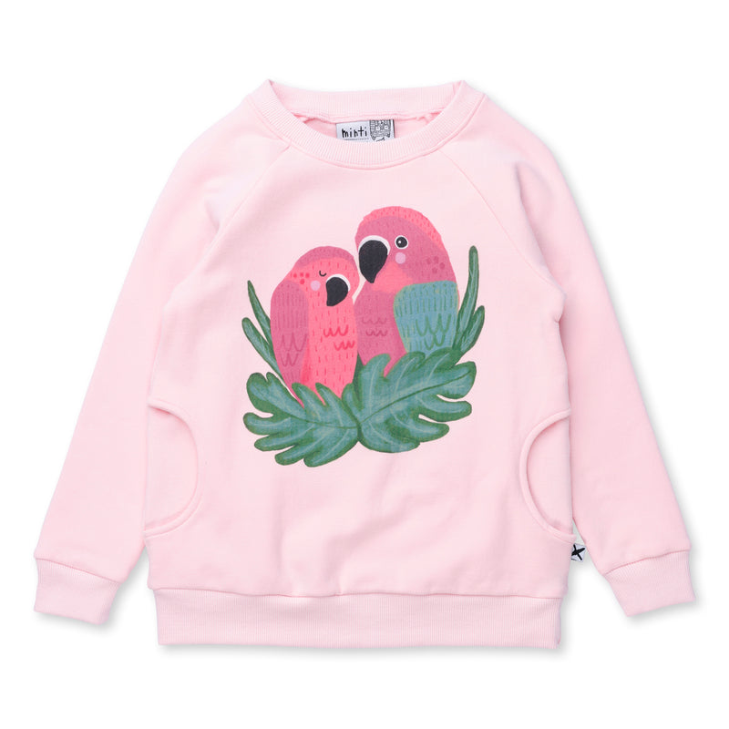 Minti Parrot Pair Furry Crew in Ballet Pink