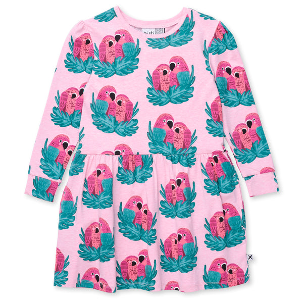 Minti Parrot Pair Dress in Candy Marle Pink