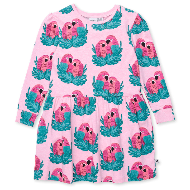 Minti Parrot Pair Dress in Candy Marle Pink