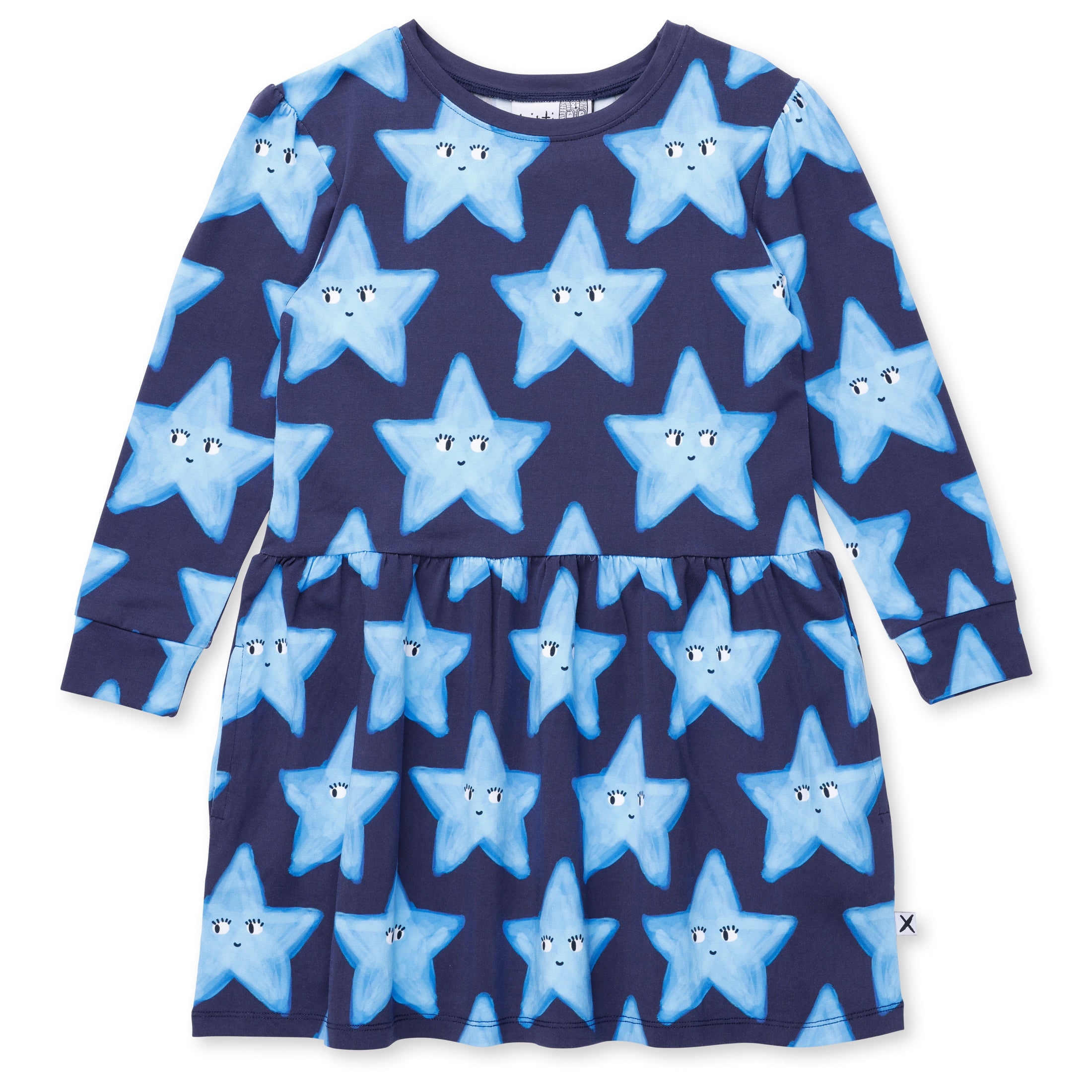 Minti Painted Star Dress in Dark Blue