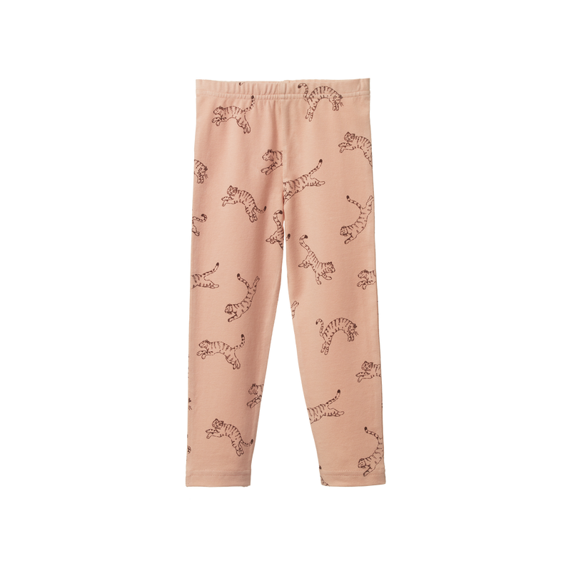 Nature Baby Leggings Leaping Tigers Rose Dust Print in Multi